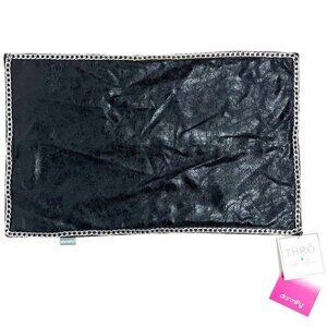NWT THRO by Marlo Lorenz Crackle Suede Chain Trim Pillow Cover. Black. 12" x 20"